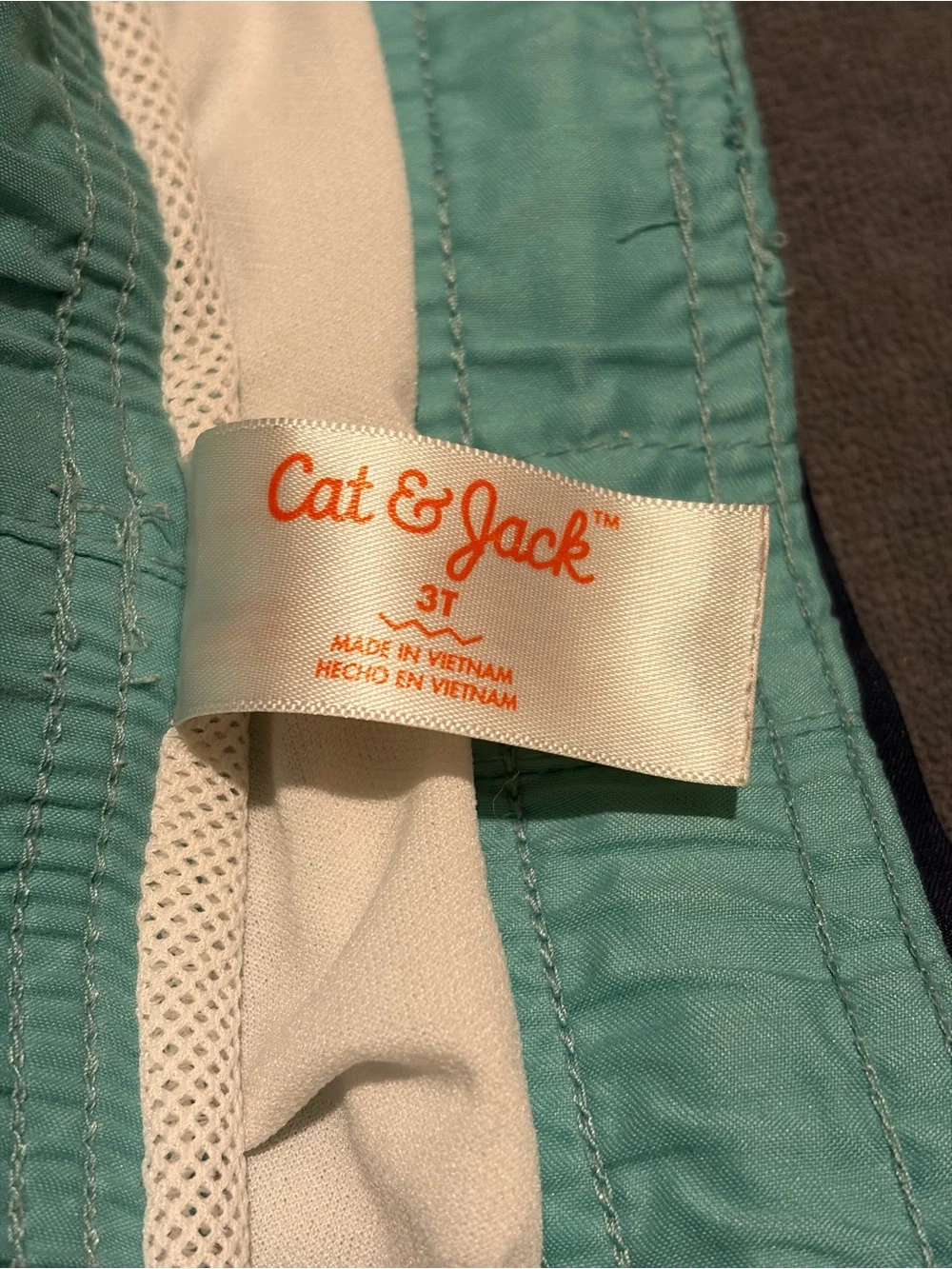 Cat & Jack Light Aqua and Navy Dino Panel Swim Shorts
